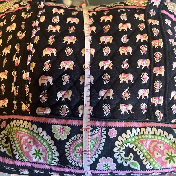 RETIRED Vera Bradley Tote Purse black and pink with elephant print - Picture 10 of 11